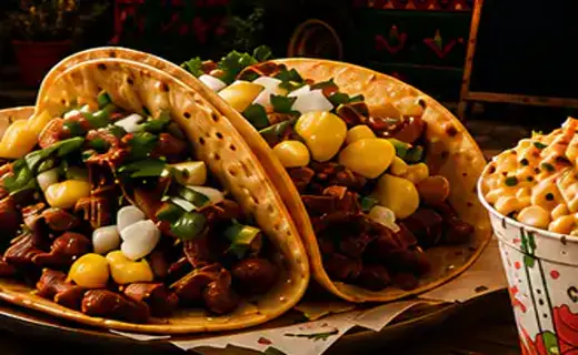 Mexican street style tacos with cilantro and onion