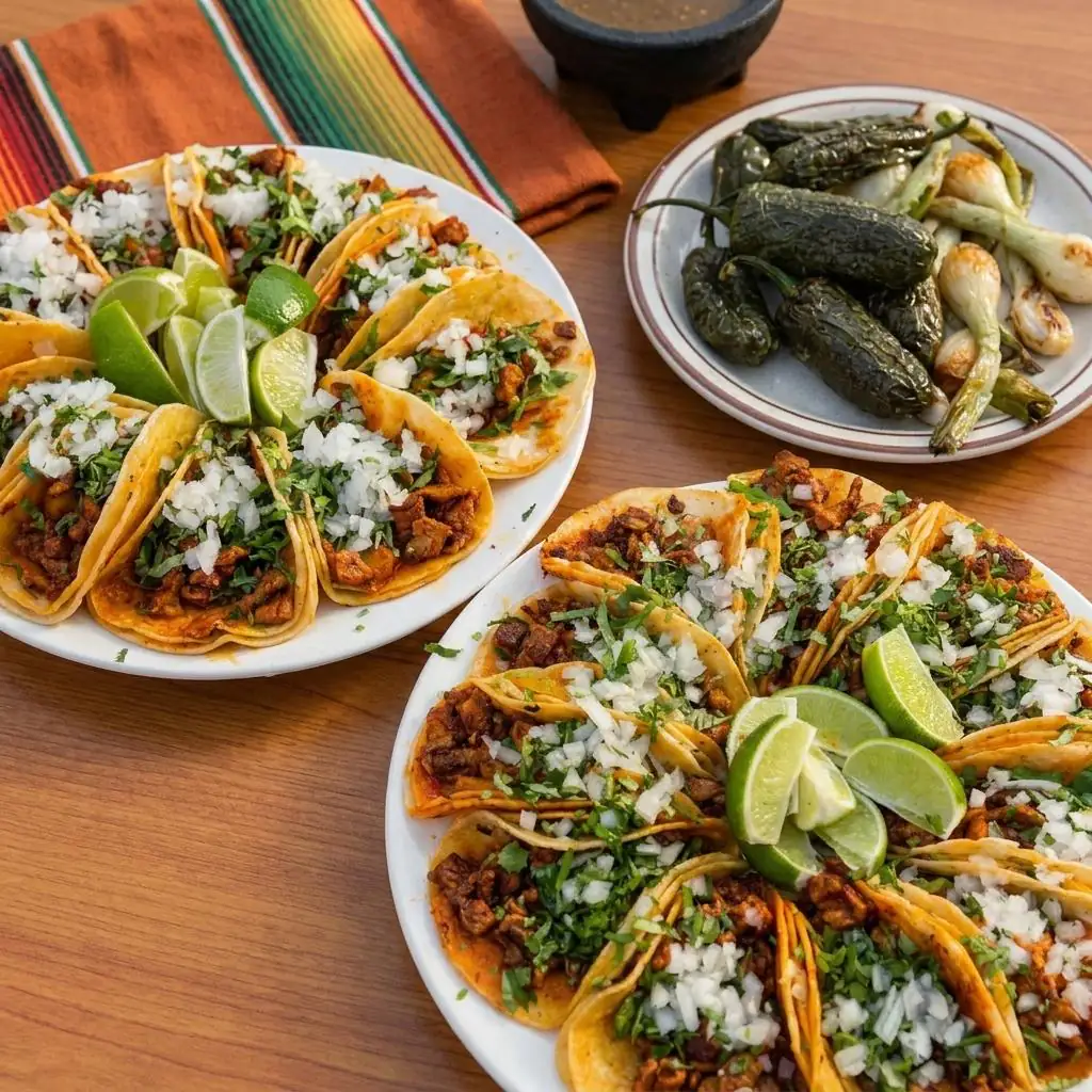 Grilled steak tacos close up