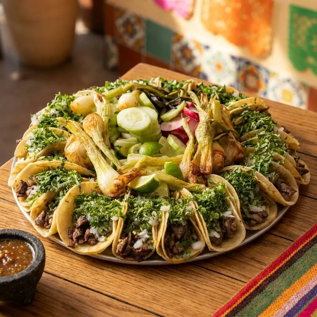 Freshly made tacos at the food truck